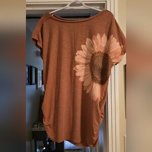 Sunflower Print Brown Women's Top